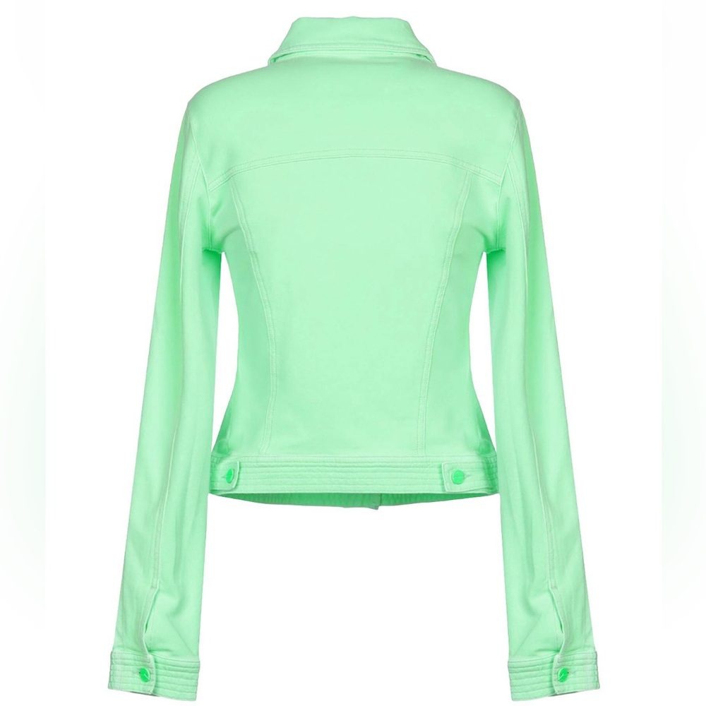 Women's Mint Green Denim Jacket - Fitted Jean Jacket - Picture 2 of 7